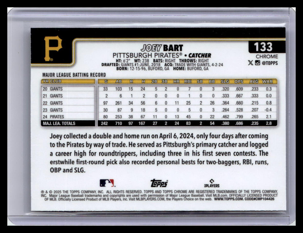 2025 Topps Chrome #133 Joey Bart