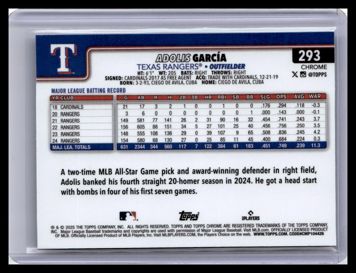 2025 Topps Chrome #293 Adolis García