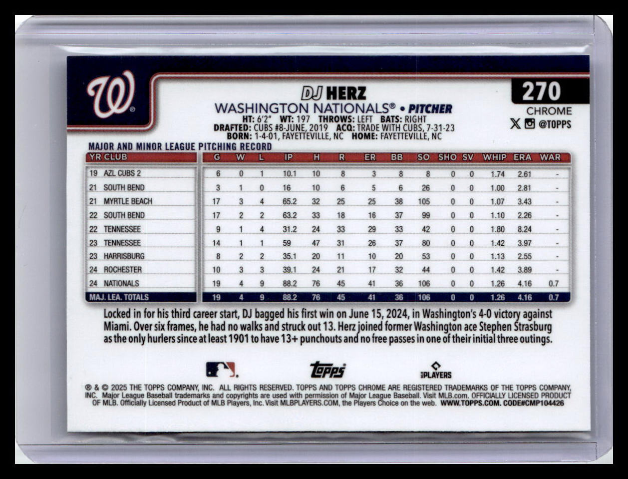 2025 Topps Chrome #270 DJ Herz