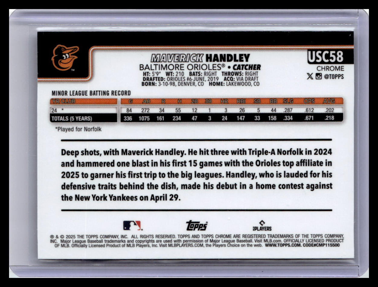 2025 Topps Chrome Update #USC58 Maverick Handley