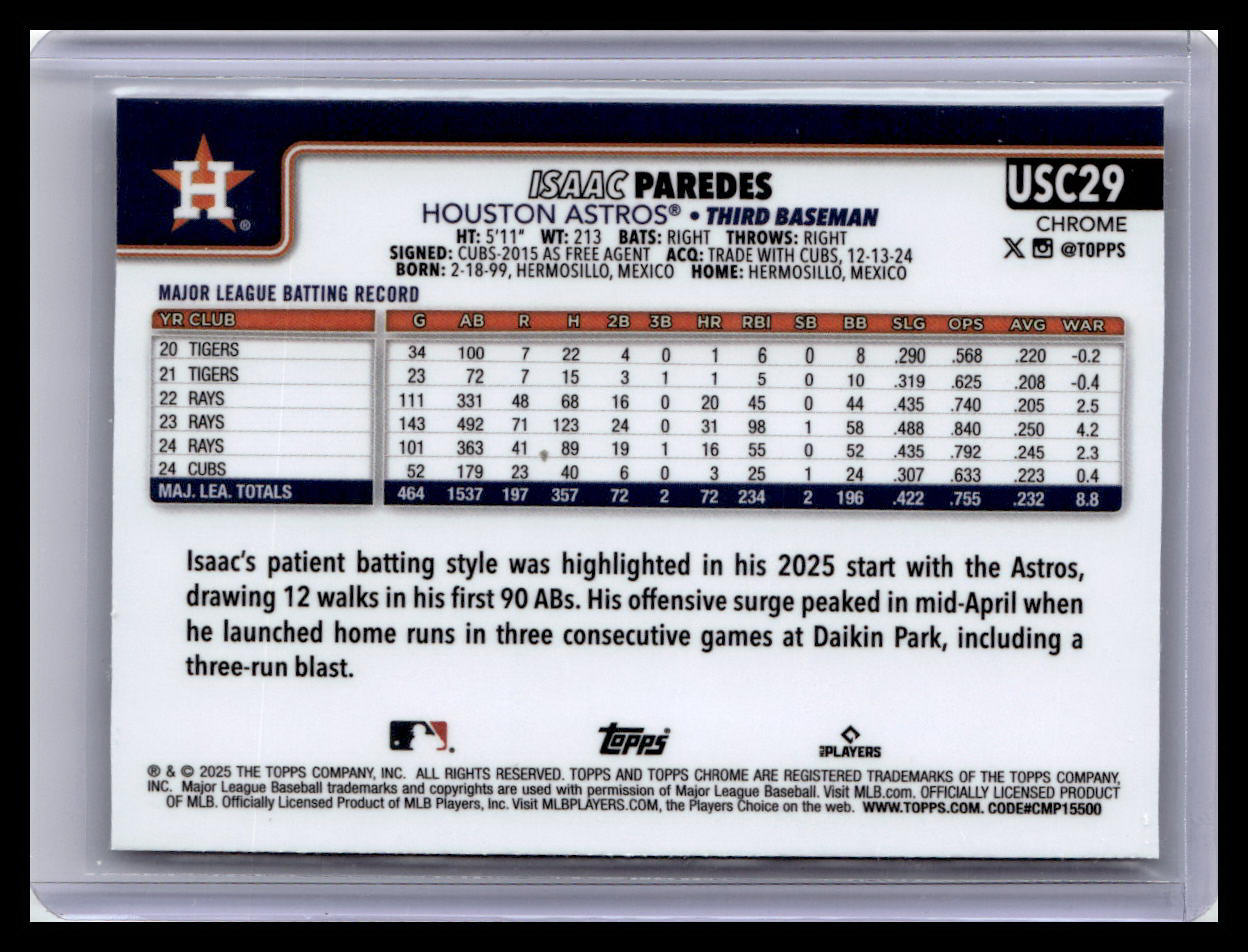 2025 Topps Chrome Update #USC29 Isaac Paredes
