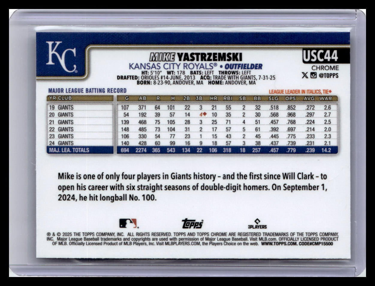2025 Topps Chrome Update #USC44 Mike Yastrzemski