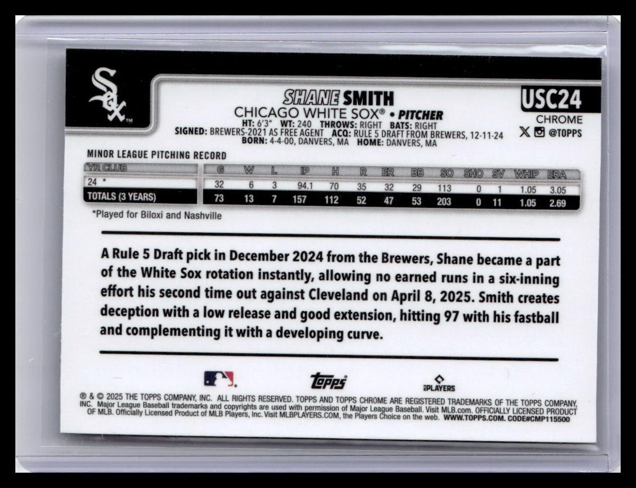 2025 Topps Chrome Update #USC24 Shane Smith