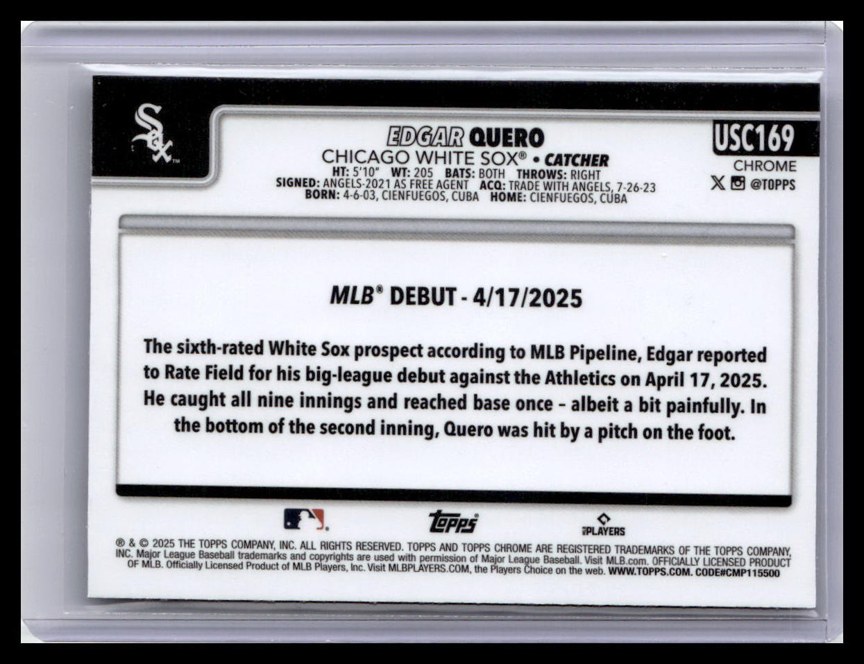 2025 Topps Chrome Update #USC169 Edgar Quero
