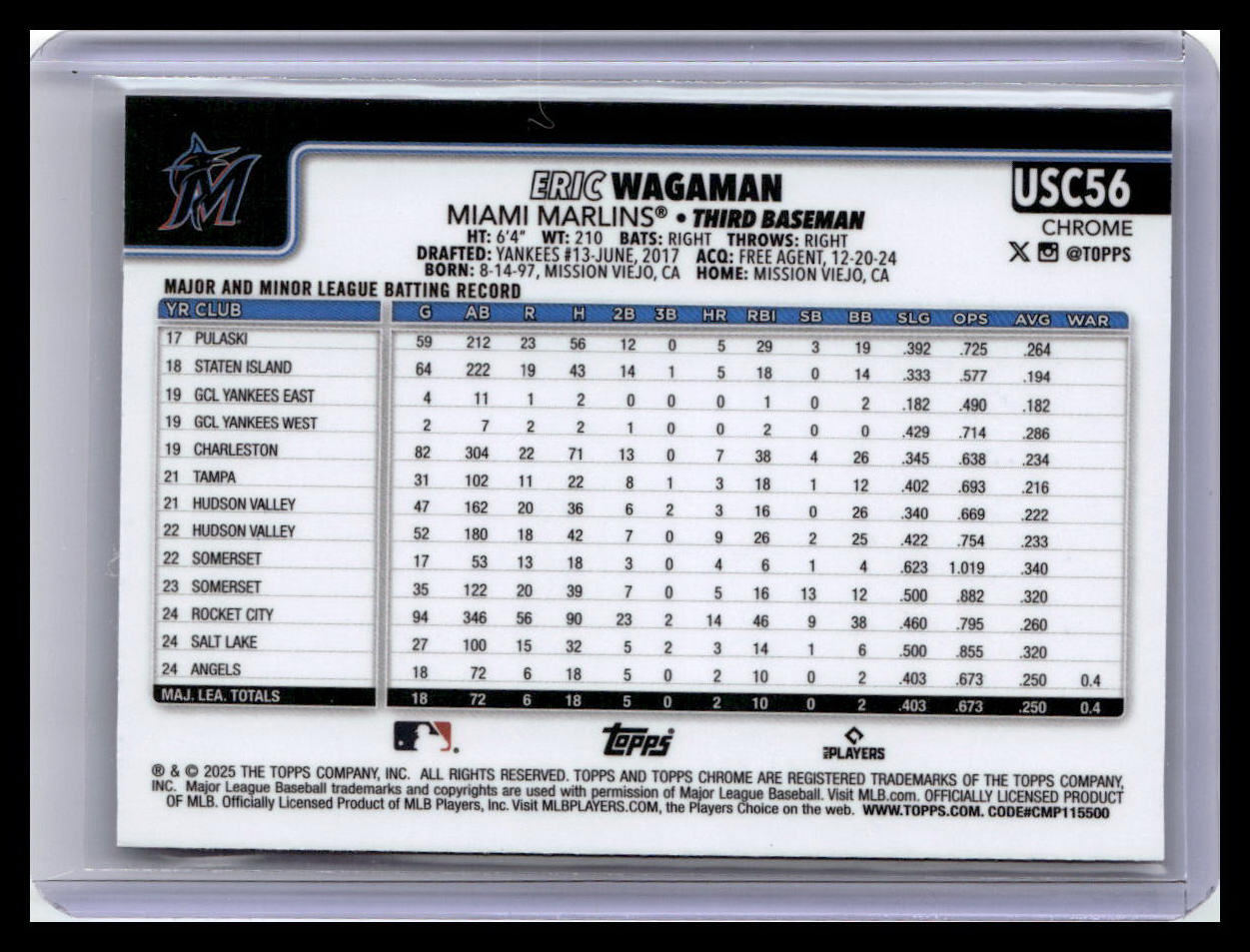 2025 Topps Chrome Update #USC56 Eric Wagaman