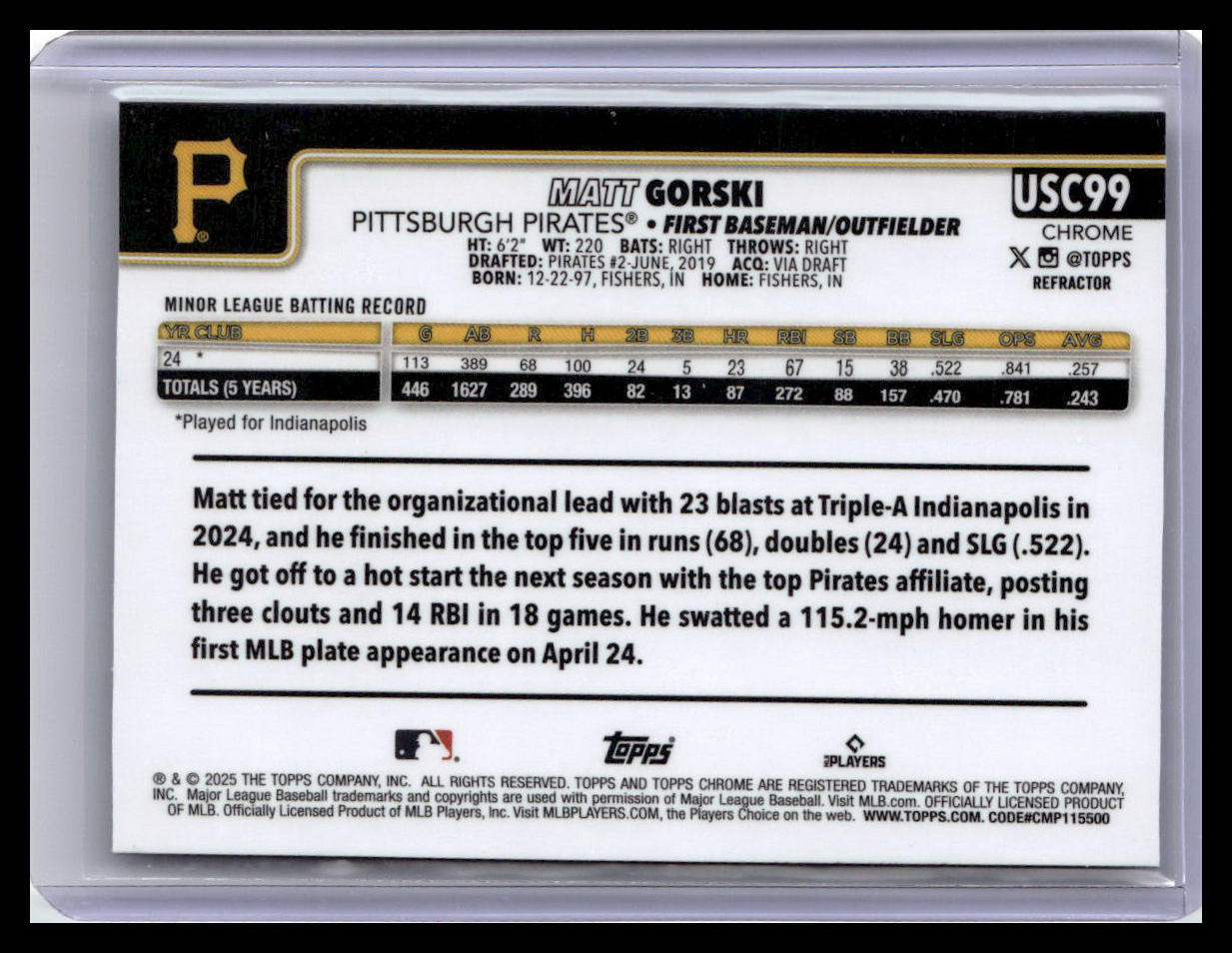 2025 Topps Chrome Update #USC99 Matt Gorski