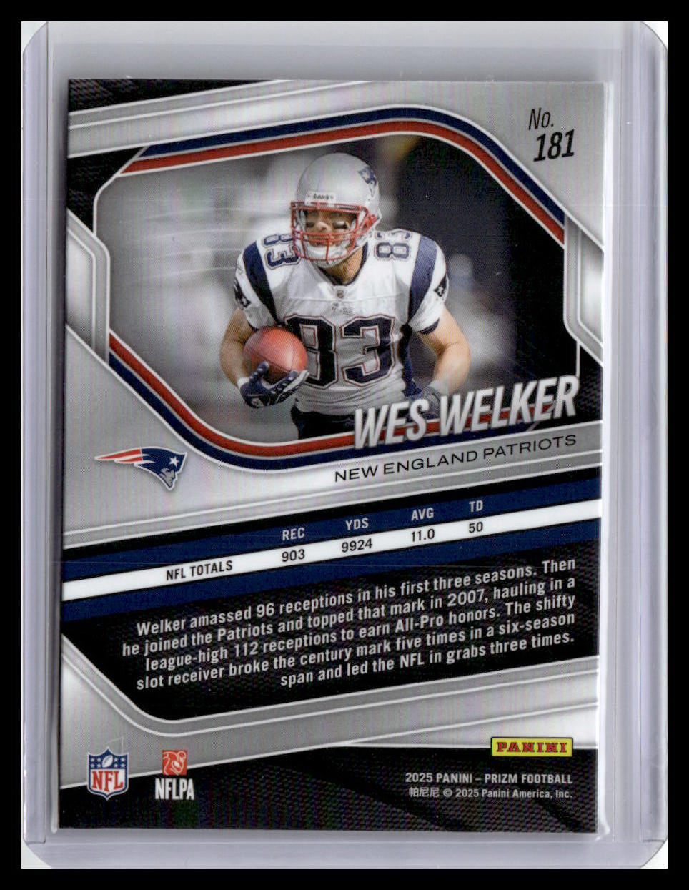 2025 Panini Prizm #181 Wes Welker