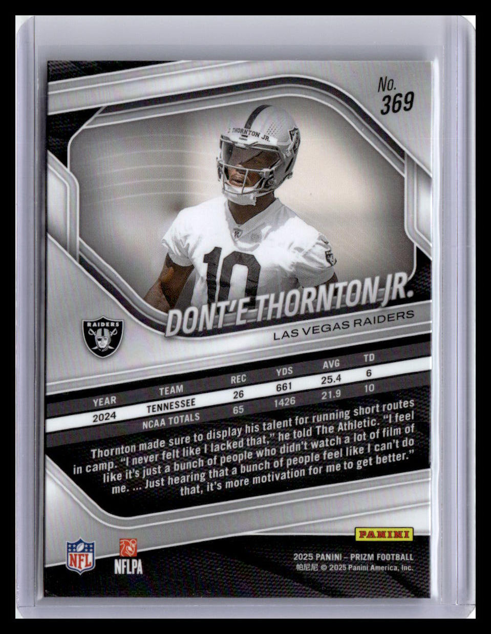 2025 Panini Prizm #369 Dont'e Thornton Jr.