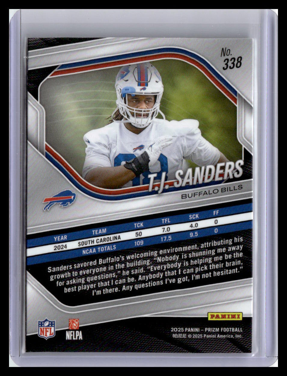 2025 Panini Prizm #338 T.J. Sanders
