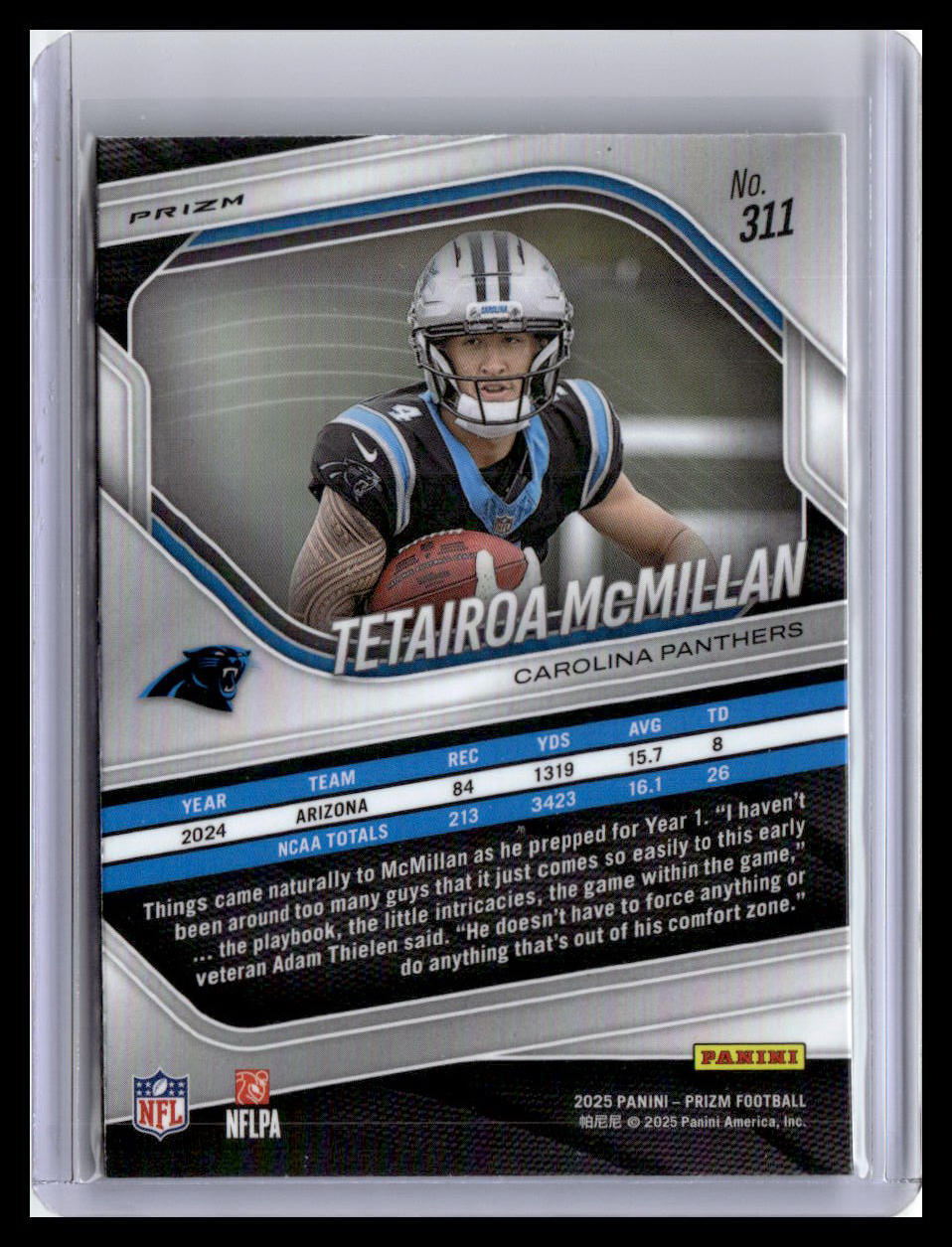 2025 Panini Prizm #311 Tetairoa McMillan Neon Green Pulsar