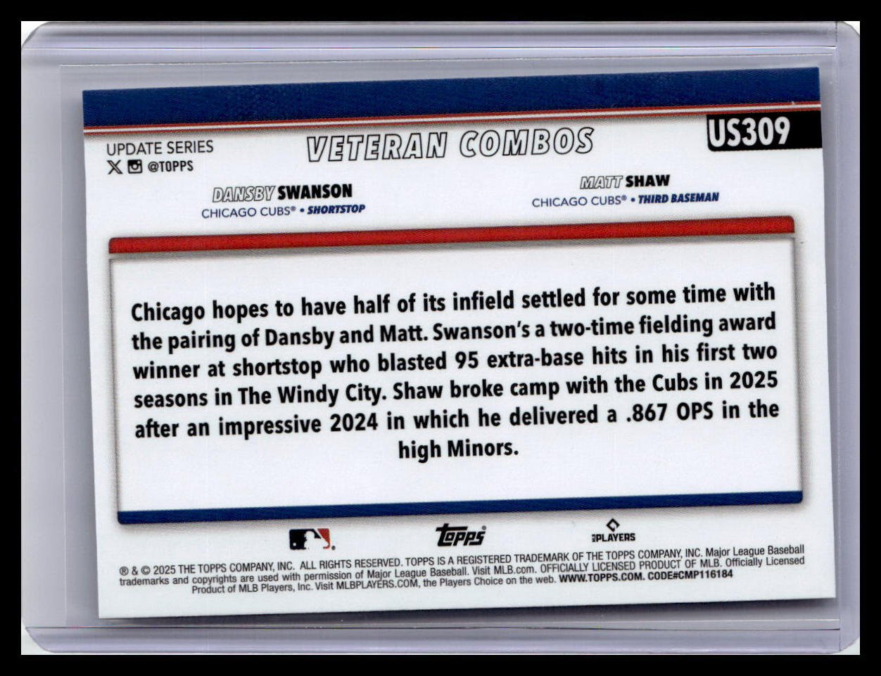 2025 Topps Update #US309 Dirt Dynamos (Dansby Swanson / Matt Shaw)