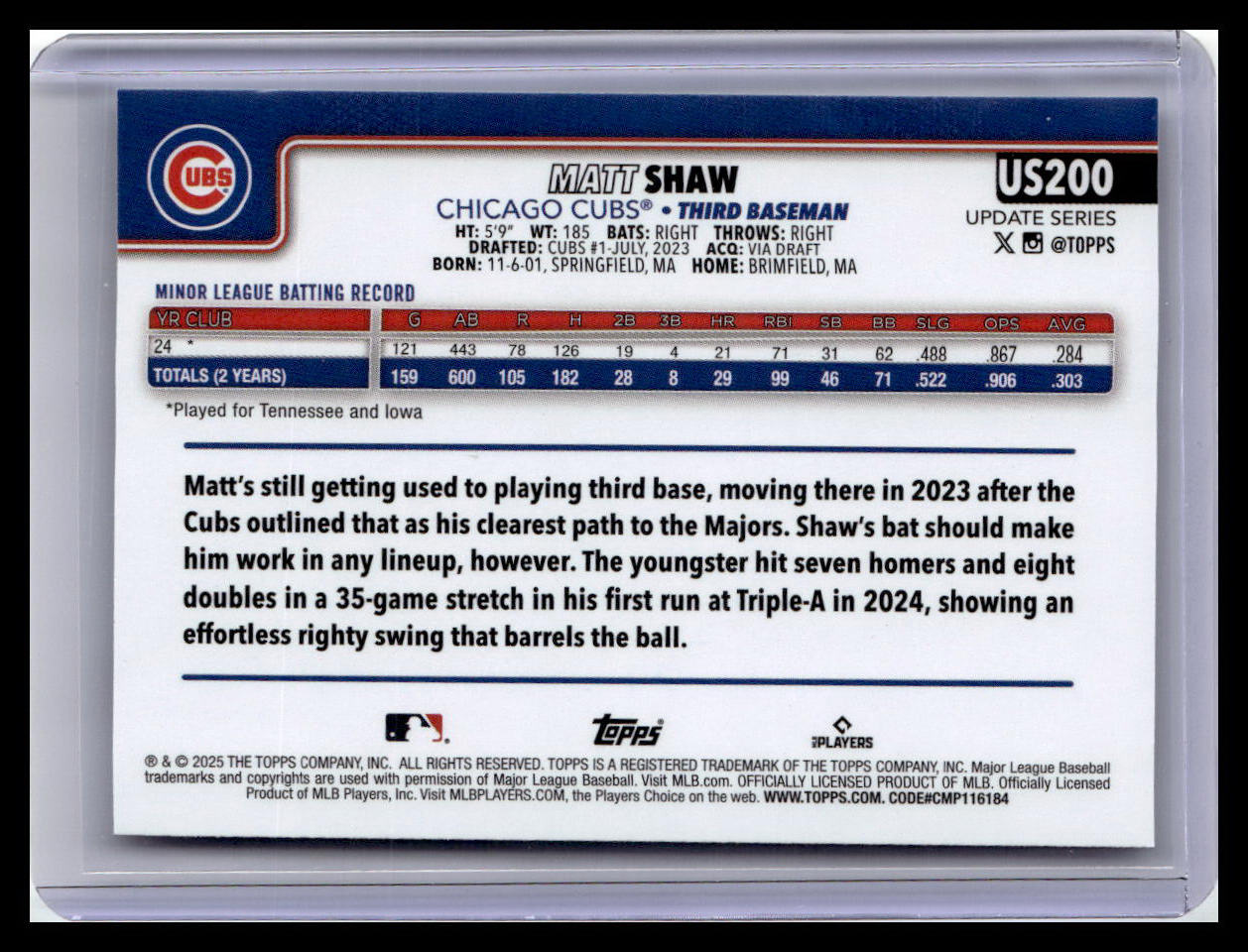 2025 Topps Update #US200 Matt Shaw