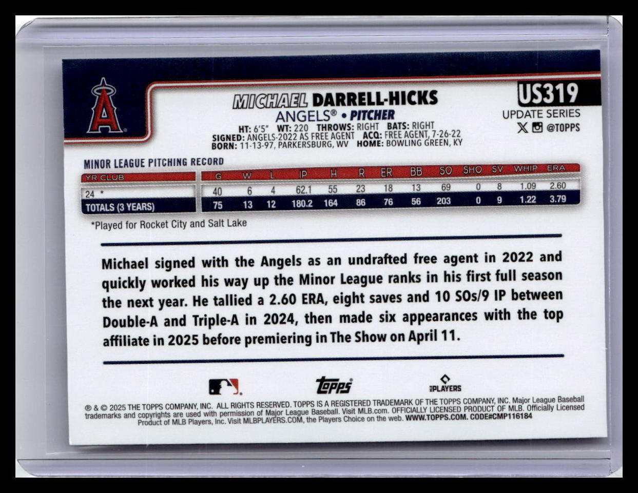 2025 Topps Update #US319 Michael Darrell-Hicks