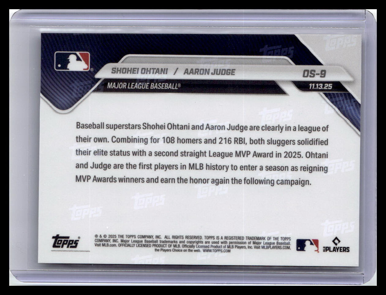2025-26 Topps Now Off-Season #OS-9 Aaron Judge / Shohei Ohtani