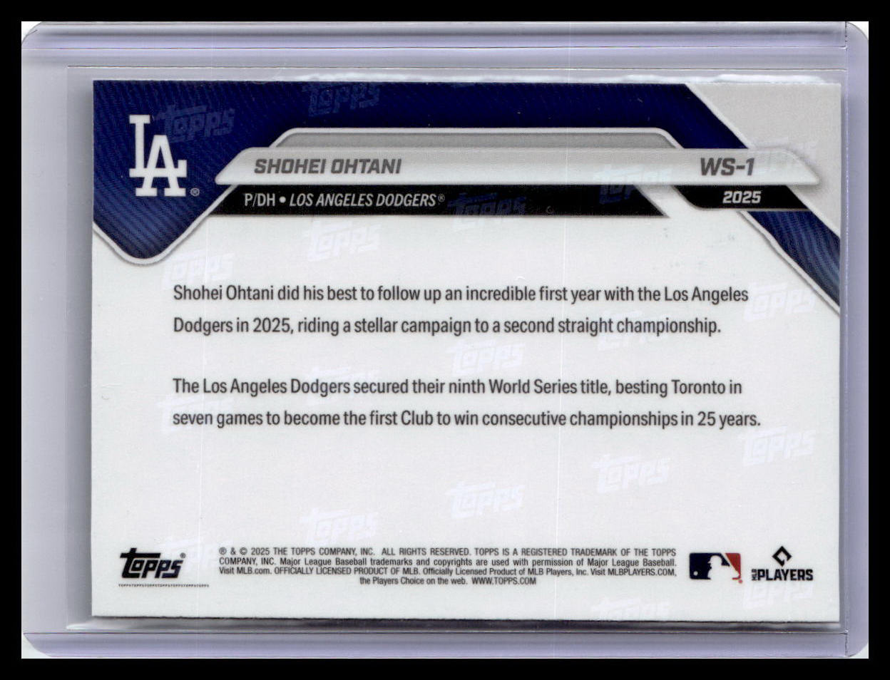 2025 Topps Now World Series Champions Los Angeles Dodgers #WS-1 Shohei Ohtani