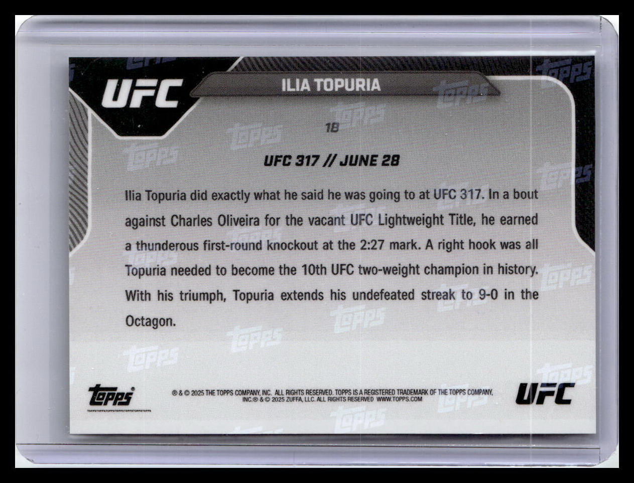 2025 Topps Now UFC #18 Ilia Topuria