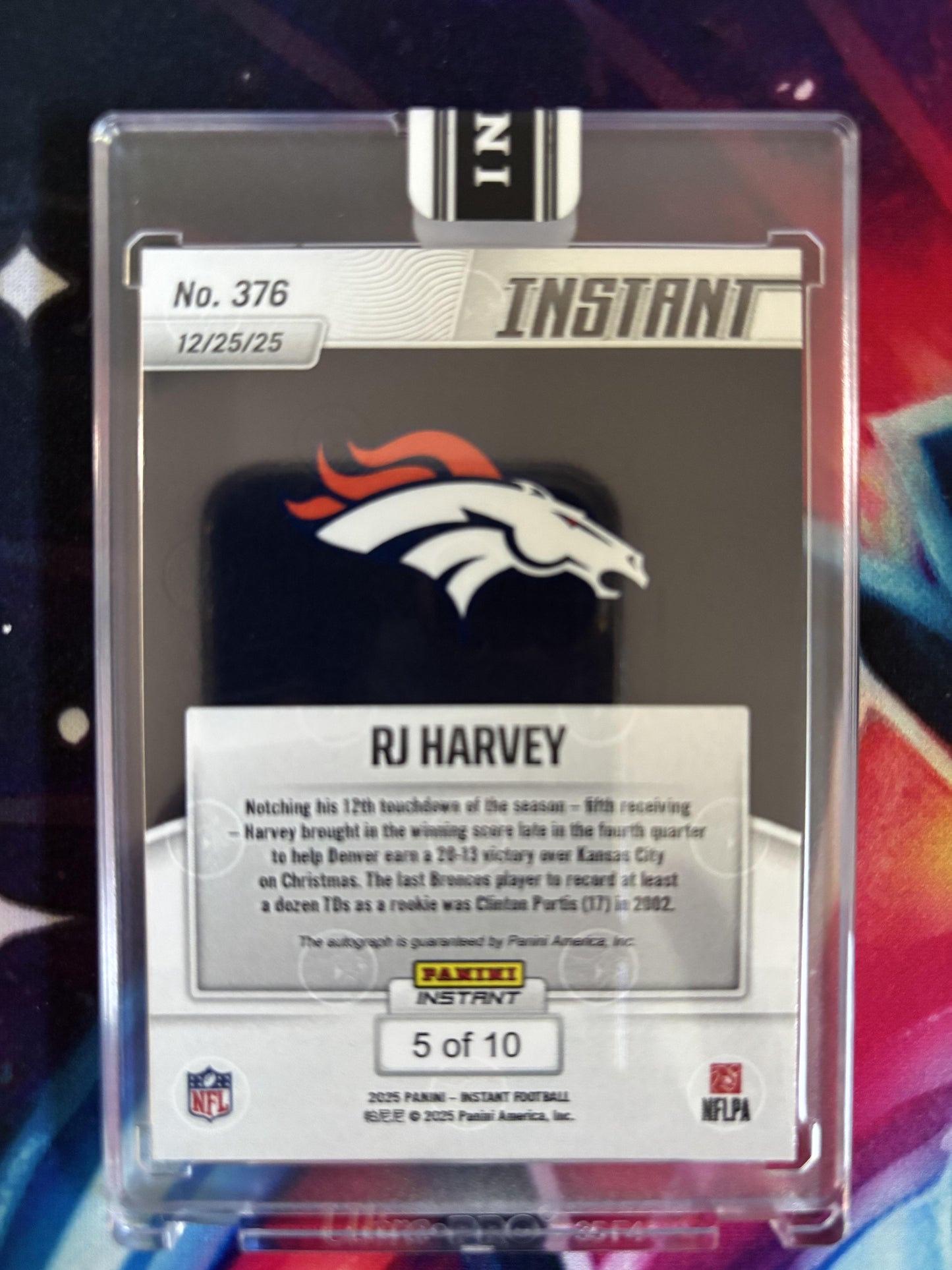 2025 Panini Instant NFL #376 RJ Harvey Water 5/10