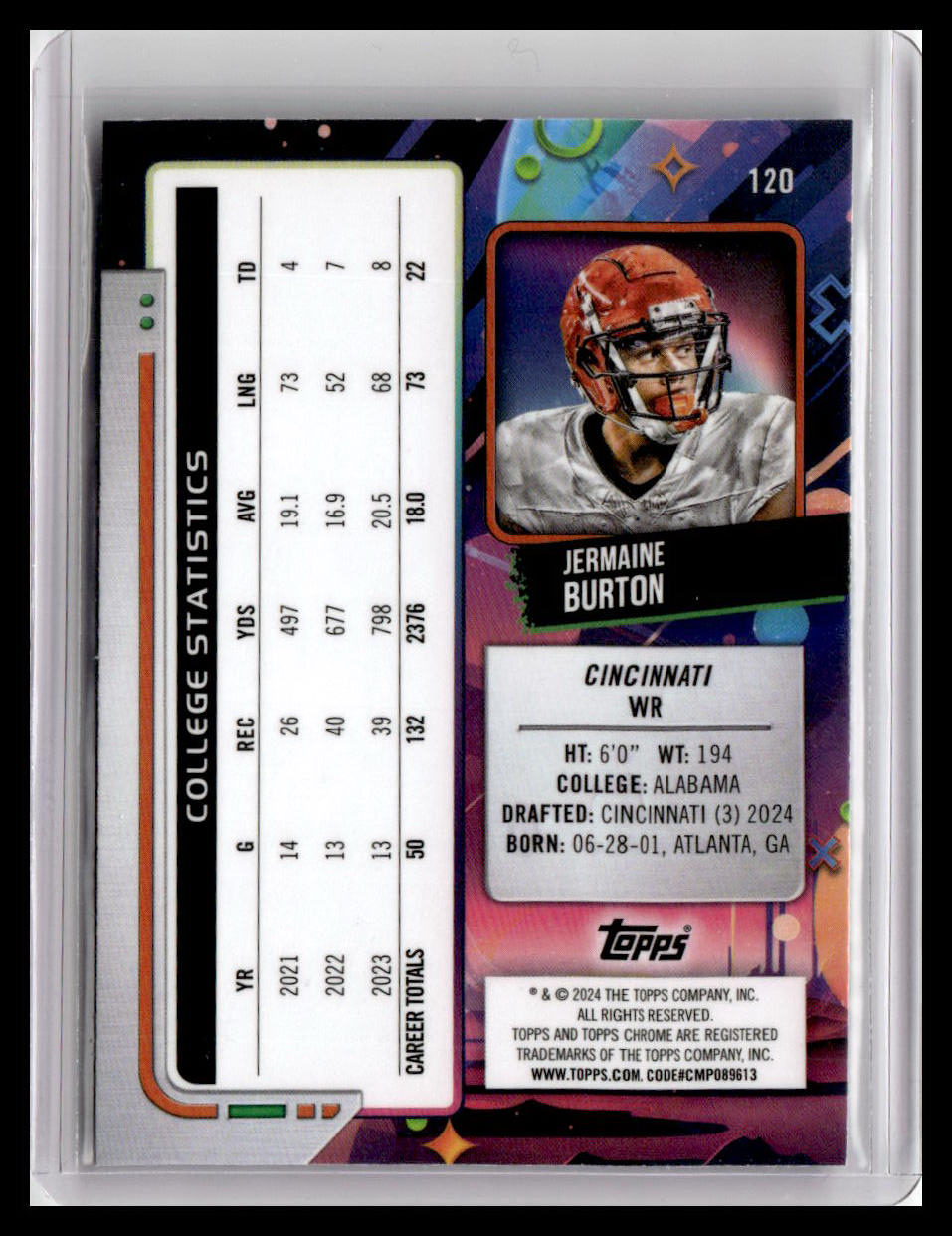2024 Topps Chrome Cosmic #120 Jermaine Burton