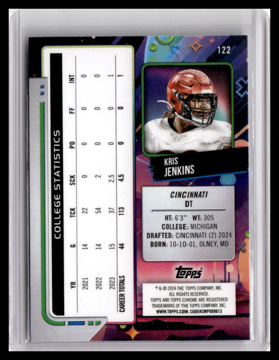 2024 Topps Chrome Cosmic #122 Kris Jenkins