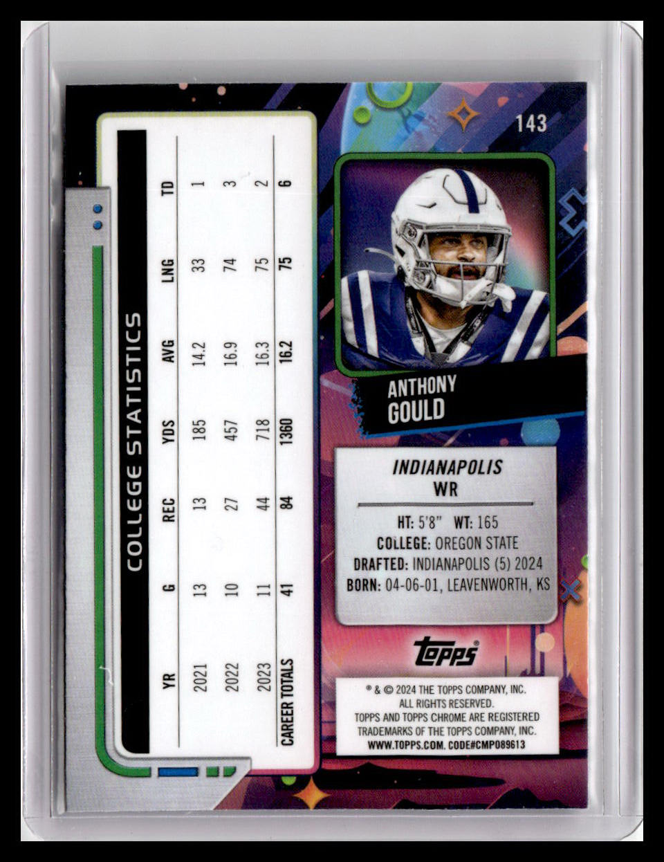 2024 Topps Chrome Cosmic #143 Anthony Gould