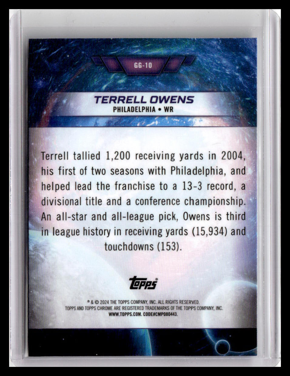 2024 Topps Chrome Cosmic #GG-10 Terrell Owens Galaxy Greats