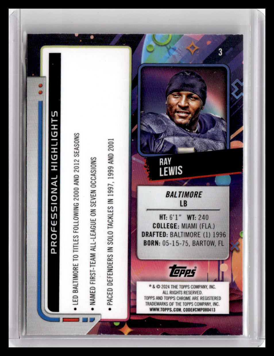 2024 Topps Chrome Cosmic #3 Ray Lewis