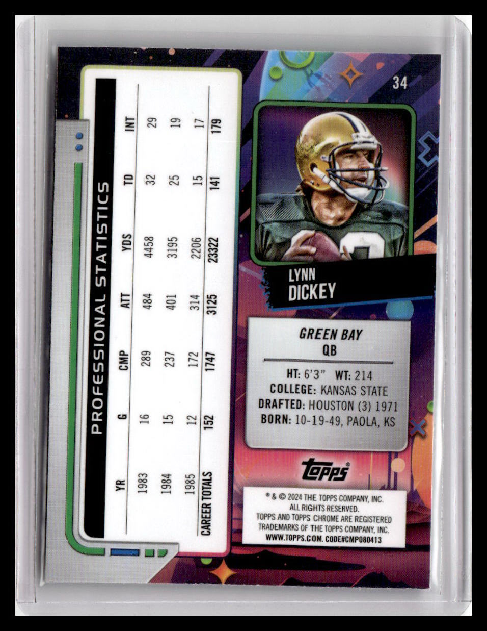 2024 Topps Chrome Cosmic #34 Lynn Dickey