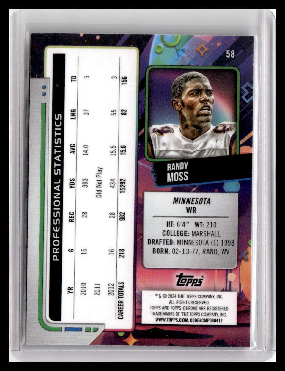 2024 Topps Chrome Cosmic #58 Randy Moss