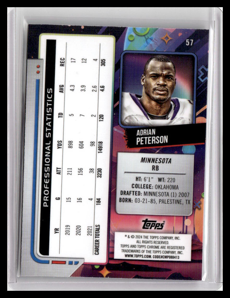 2024 Topps Chrome Cosmic #57 Adrian Peterson