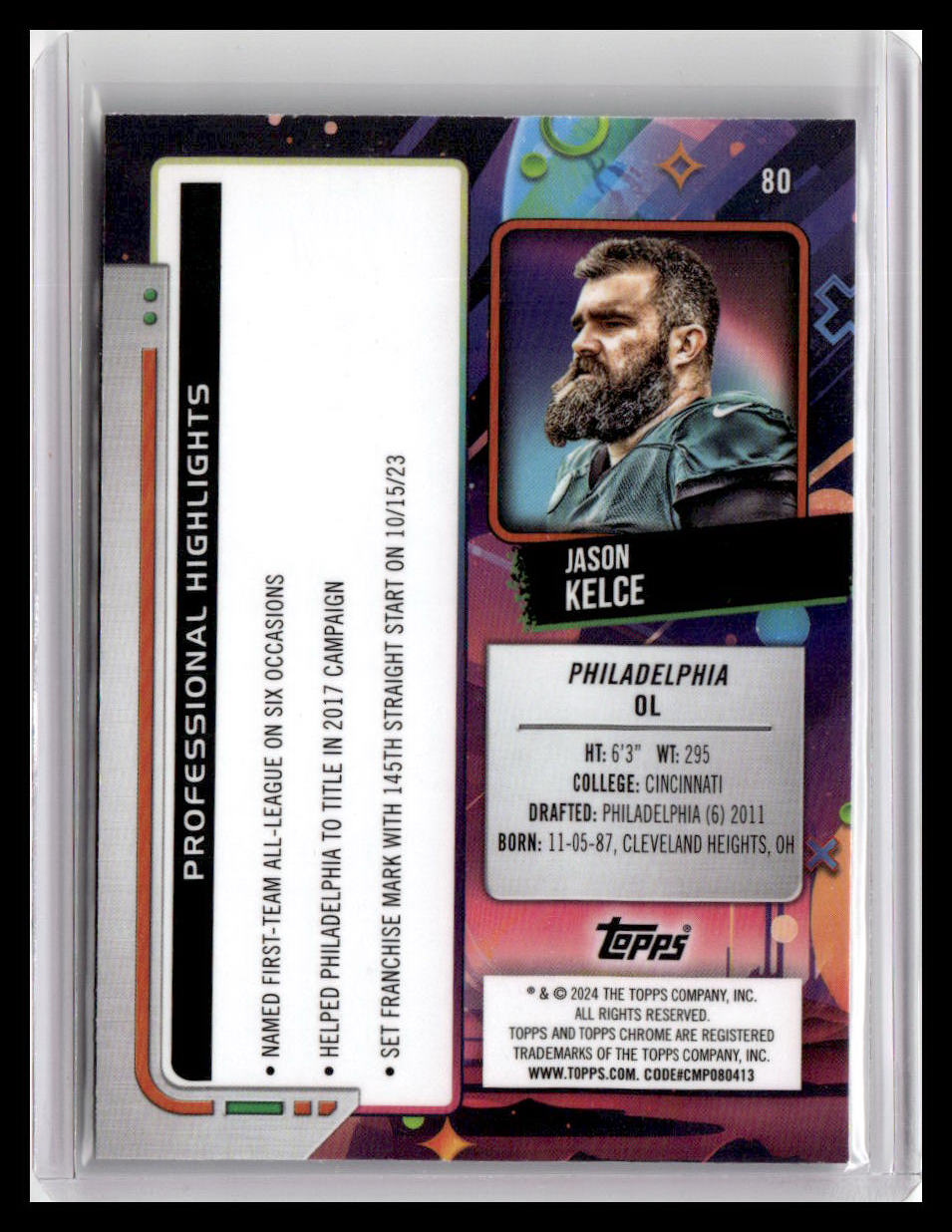 2024 Topps Chrome Cosmic #80 Jason Kelce