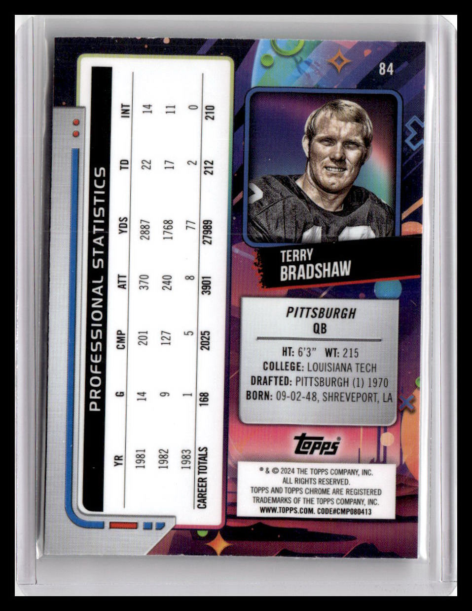2024 Topps Chrome Cosmic #84 Terry Bradshaw