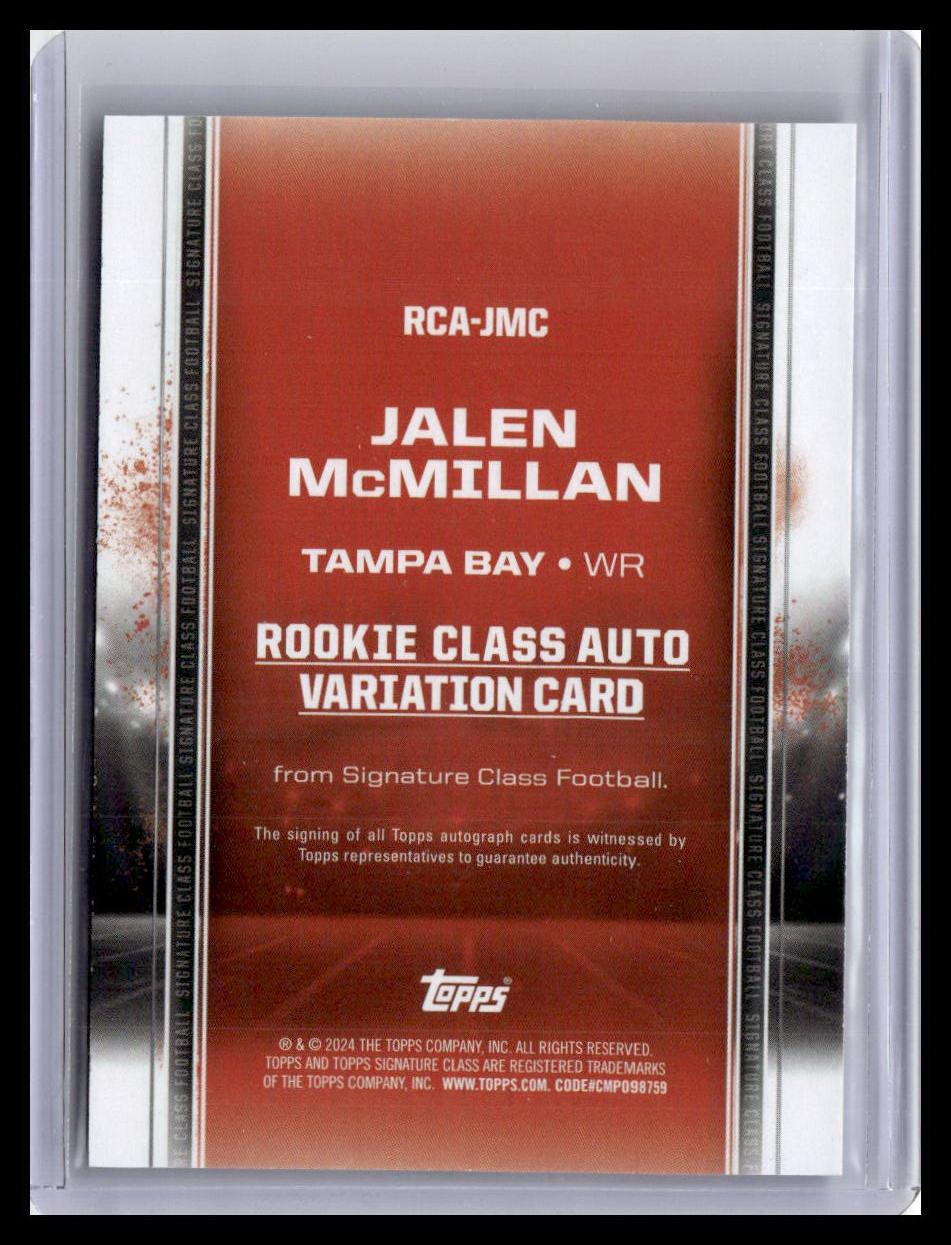 2024 Topps Signature #RCA-JMC Jalen McMillan RC Class Auto Variation Teal #/225