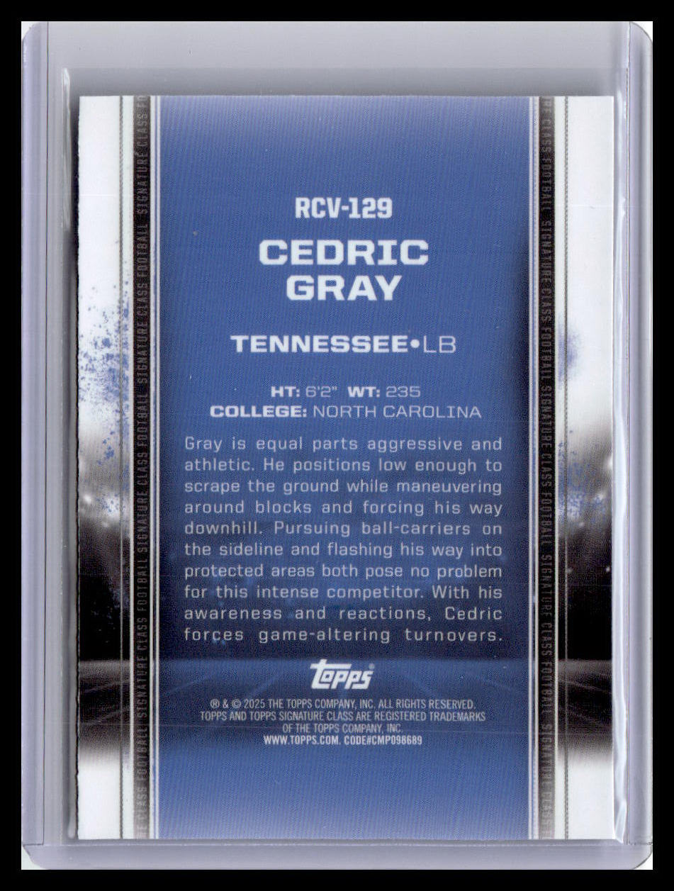 2024 Topps Signature #RCV-129 Cedric Gray RC Chrome Variation Indigo #/175