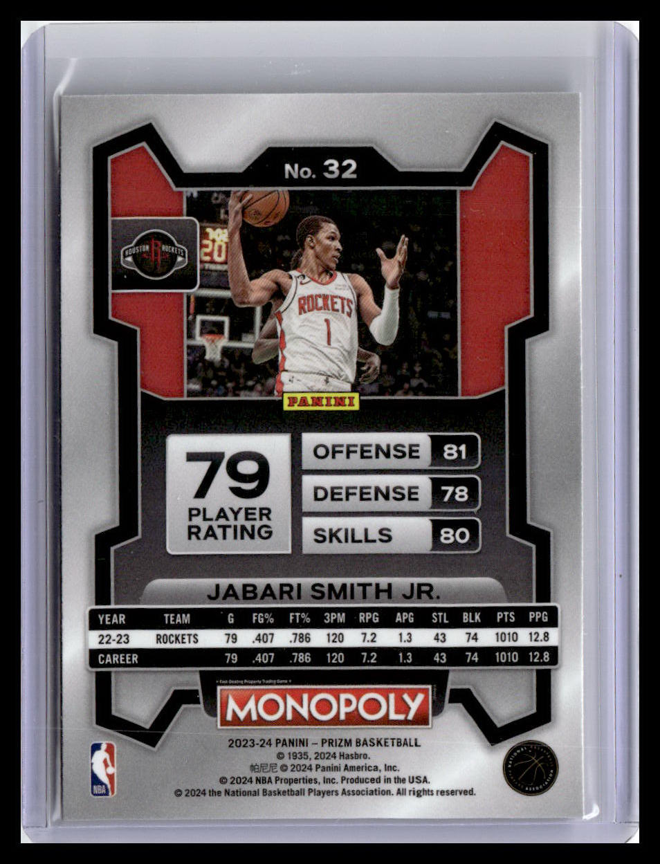 2023-24 Panini Prizm Monopoly #32 Jabari Smith Jr.