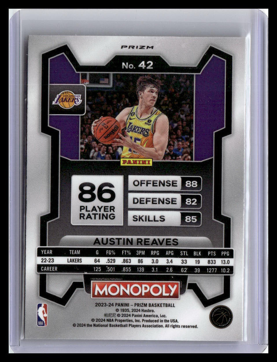 2023-24 Panini Prizm Monopoly #42 Austin Reaves Purple