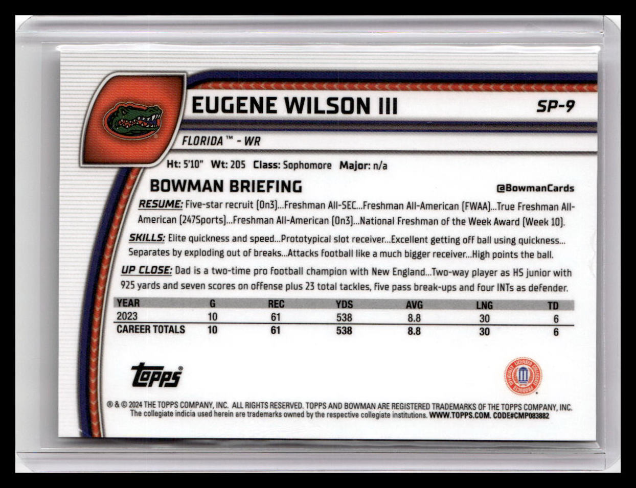 2024 Bowman University Chrome #SP-9 Eugene Wilson III SP Image Variations