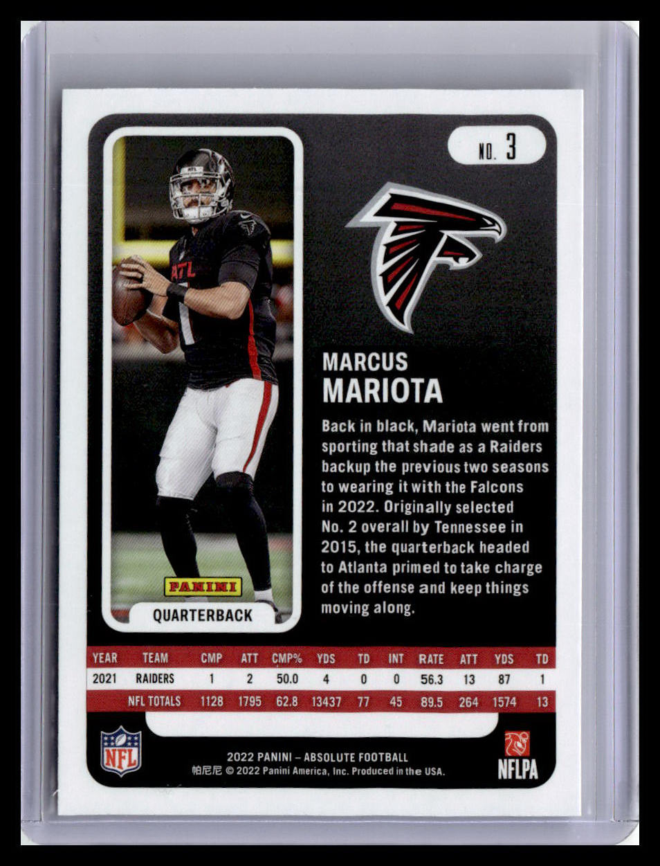 2022 Panini Absolute #3 Marcus Mariota