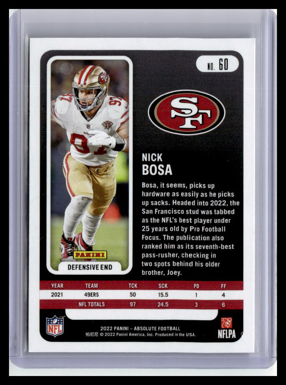 2022 Panini Absolute #60 Nick Bosa