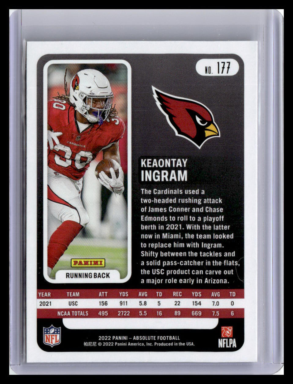 2022 Panini Absolute #177 Keaontay Ingram