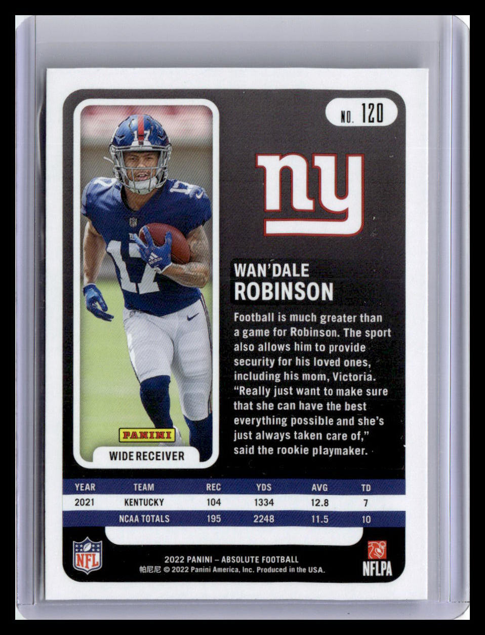 2022 Panini Absolute #120 Wan'Dale Robinson