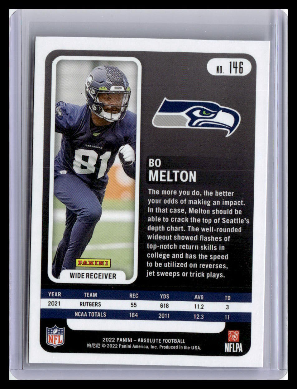 2022 Panini Absolute #146 Bo Melton