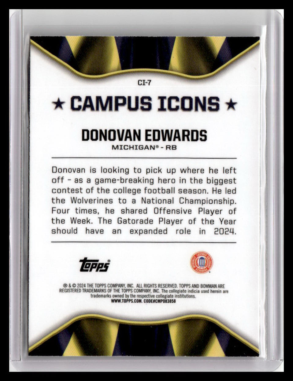 2024 Bowman University Chrome #CI-7 Donovan Edwards Campus Icons