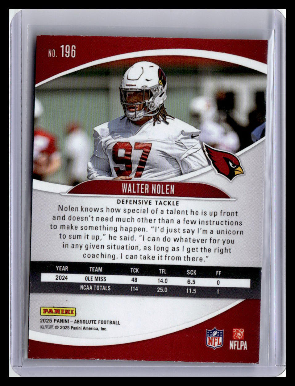2025 Panini Absolute Countdown Calendar #196 Walter Nolen