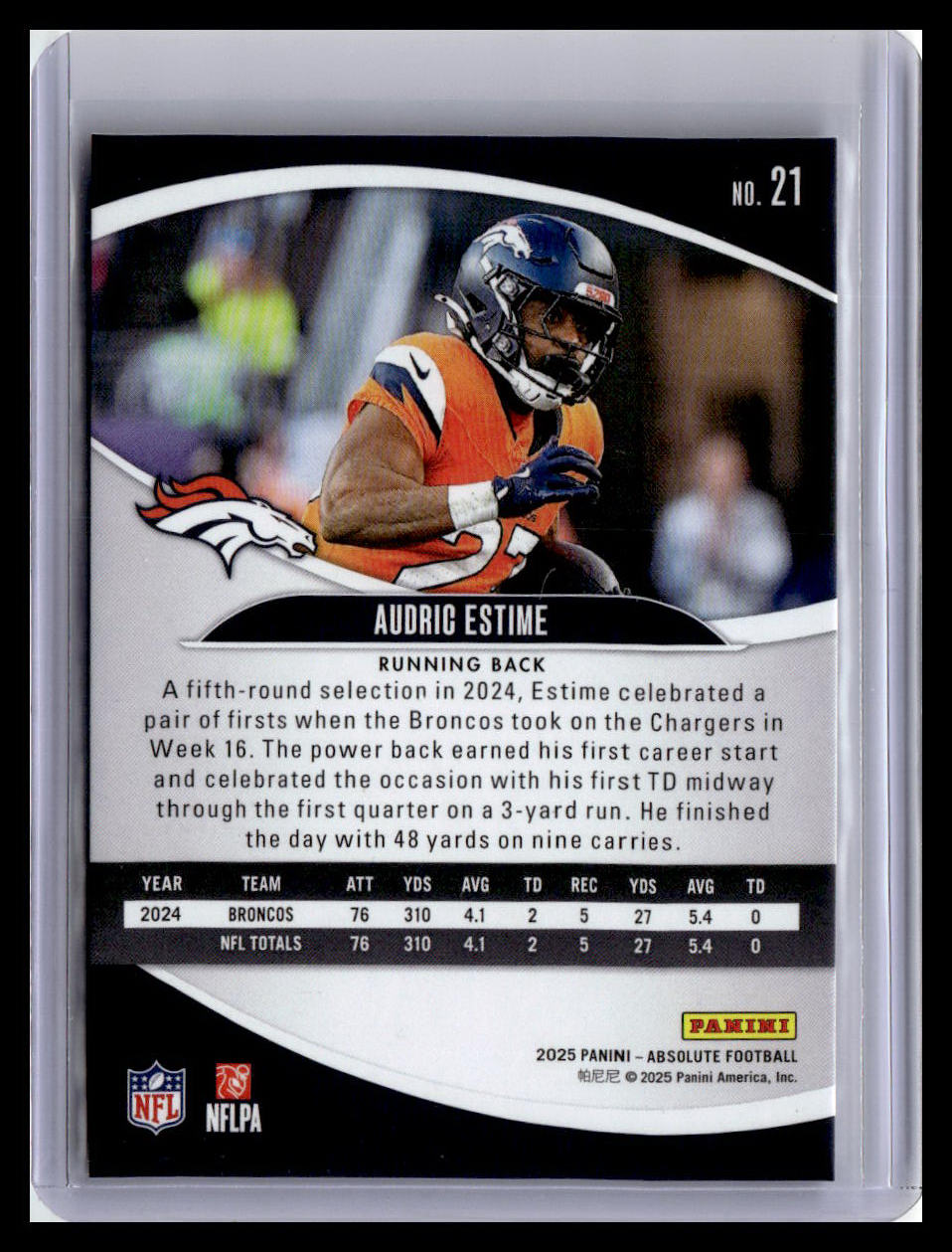 2025 Panini Absolute Countdown Calendar #21 Audric Estime