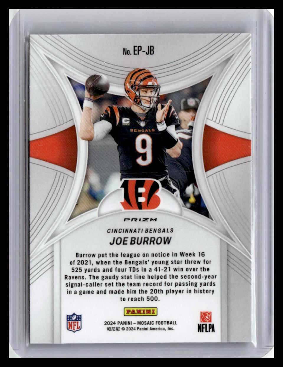 2024 Panini Mosaic #EP-JB Joe Burrow Epic Performers Mosaic Green