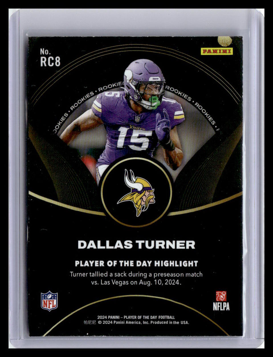 2024 Panini Player of the Day #RC8 Dallas Turner Rookies