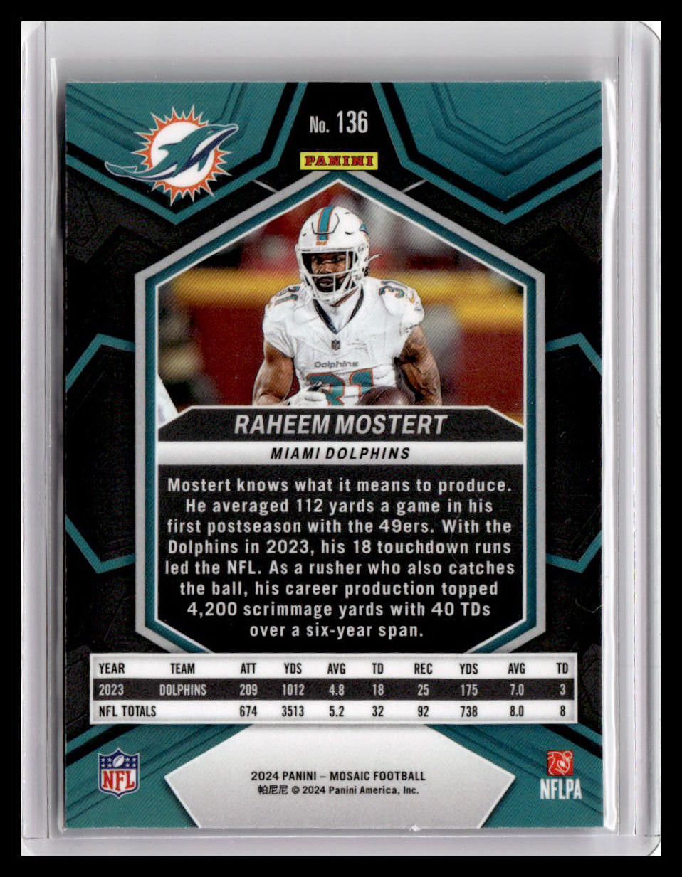 2024 Panini Mosaic #136 Raheem Mostert
