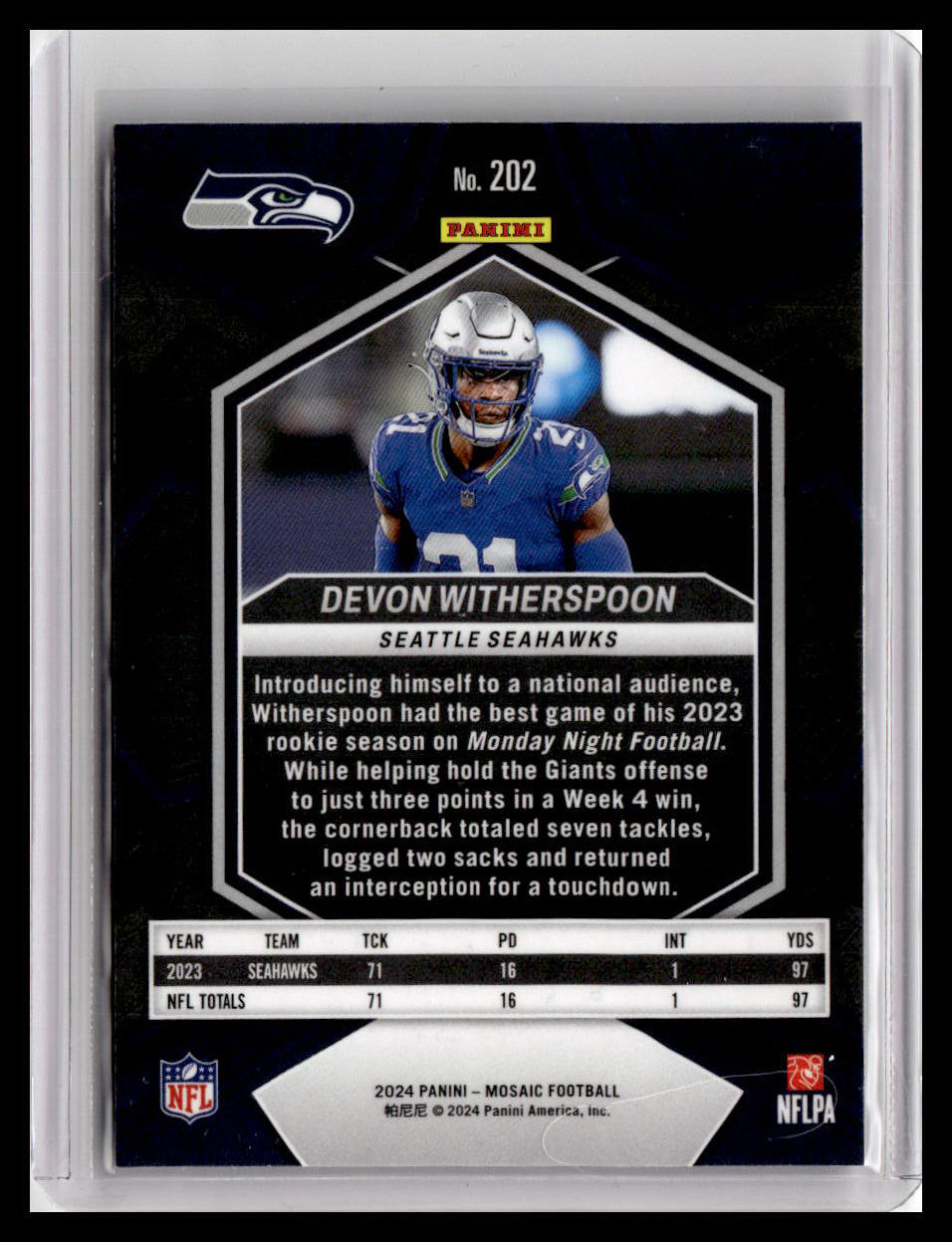 2024 Panini Mosaic #202 Devon Witherspoon