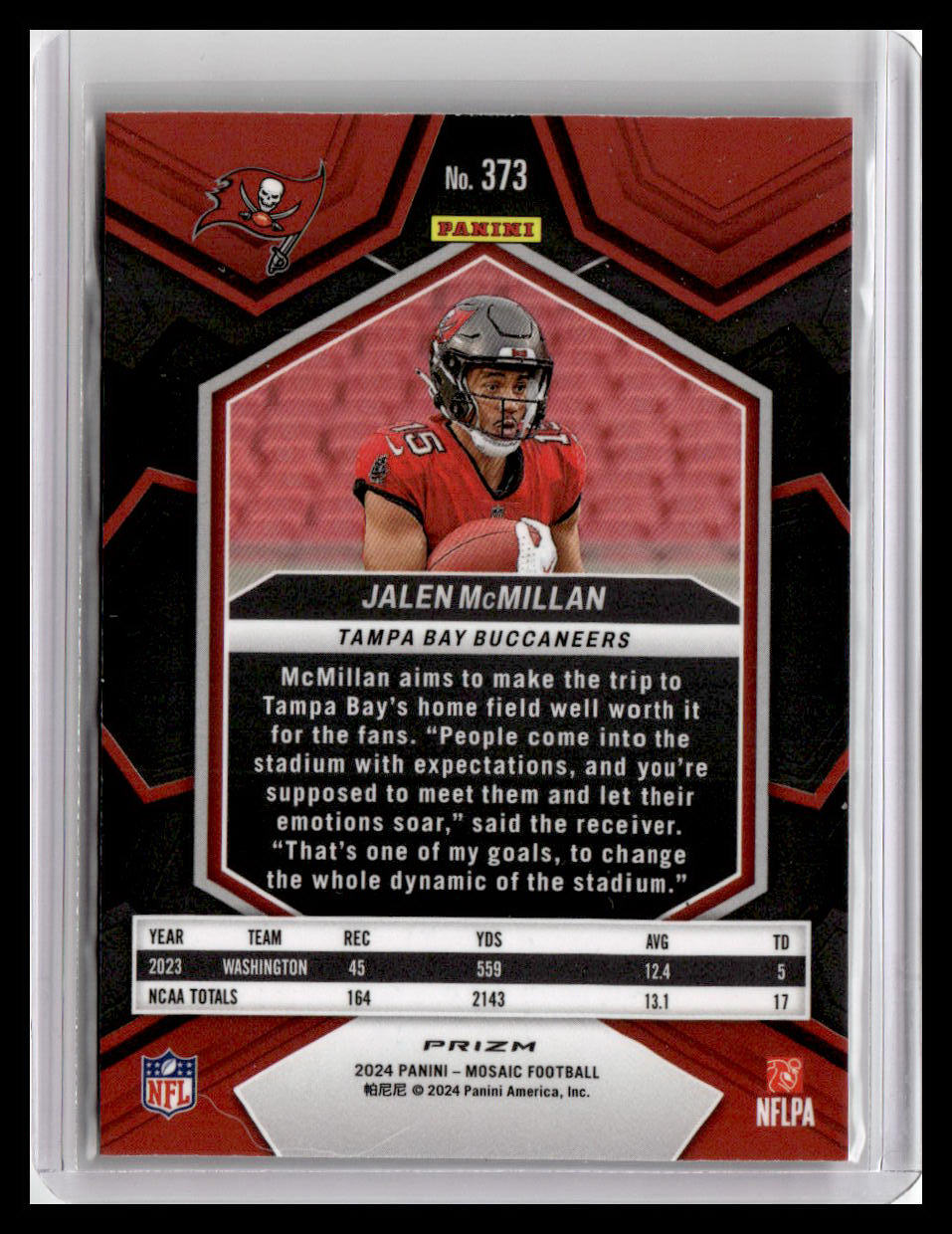 2024 Panini Mosaic #373 Jalen McMillan Mosaic Green