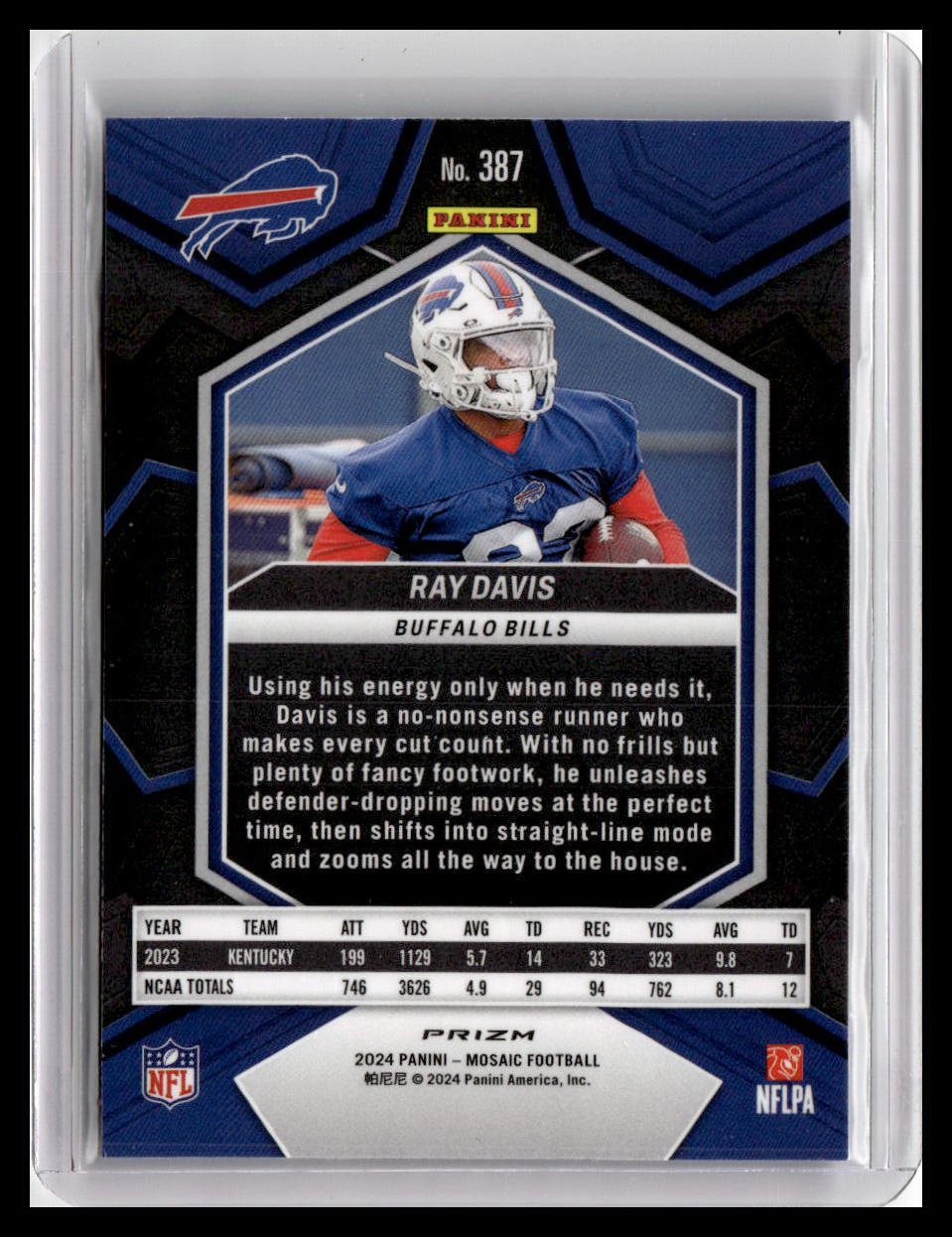 2024 Panini Mosaic #387 Ray Davis Mosaic Reactive Blue